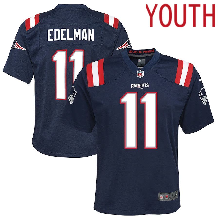 Youth New England Patriots #11 Julian Edelman Nike Navy Game NFL Jersey